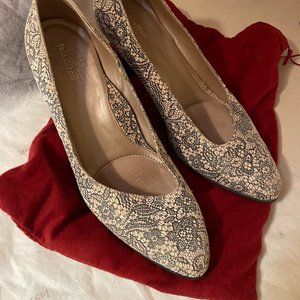 Beautifeel "Tai" Black Lace Print Nude Suede High Heel  US 10 EU 41 Euro comfort